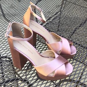Pink satin heels